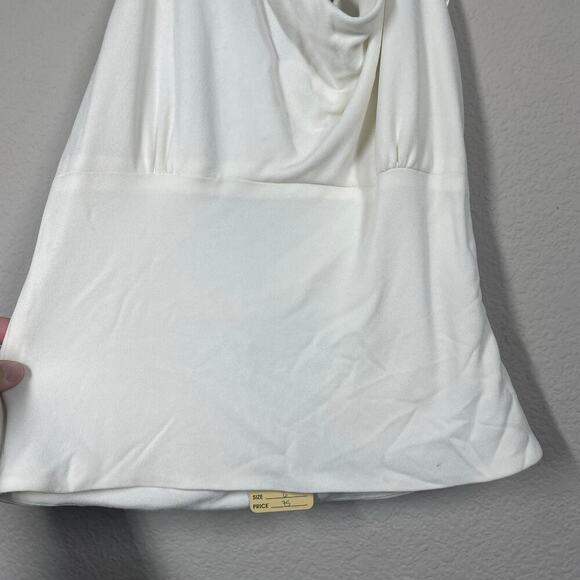 Carmen Marc Valvo 6 Halter Neck Cami Top Side Buttons White Rayon Sleeveless - Picture 5 of 10